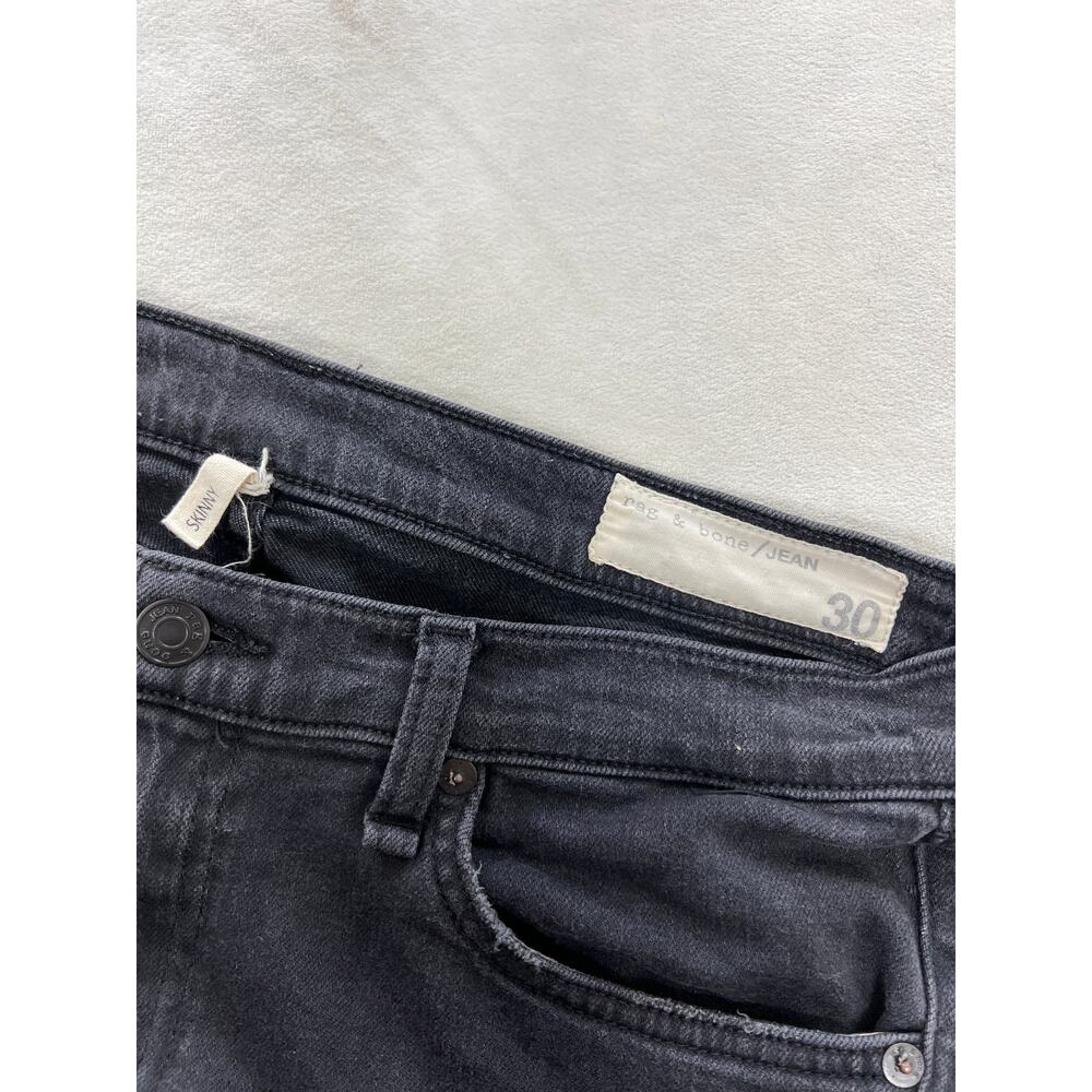 Rag & Bone Skinny Dark Gray Soft Rock Mid Rise Jeans Distressed 30 Y2K - Picture 5 of 8